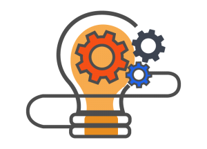 Light bulb with gear wheels representing the concept of machine learning