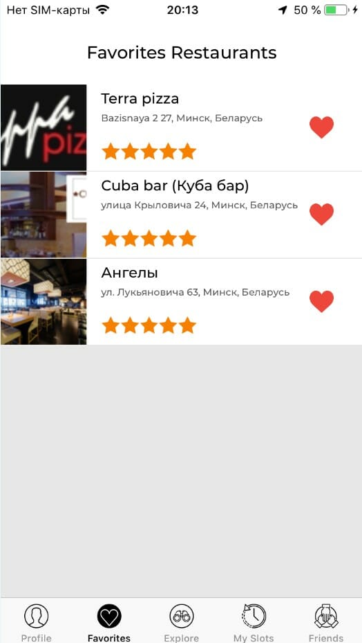 restaurants list